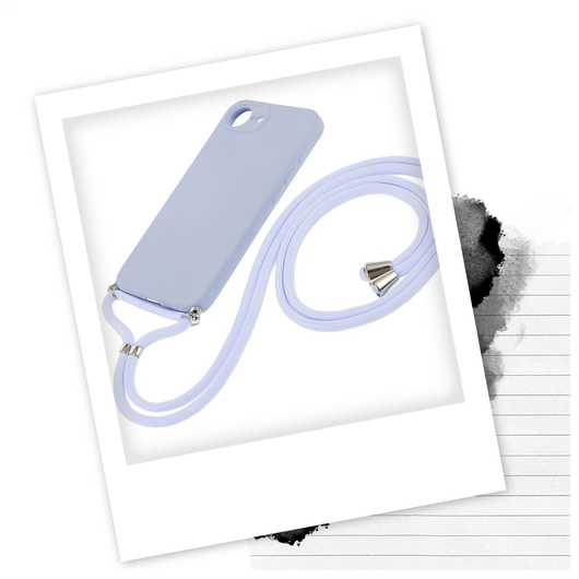 Apple iPhone 16e Hoesje met Koord en Camera Bescherming Back Cover Lichtpaars afbeelding 2