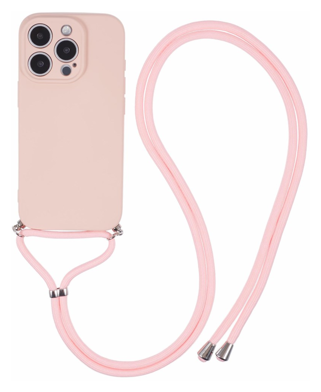 Apple iPhone 16 Pro Hoesje met Koord en Camera Bescherming Back Cover Roze afbeelding 1