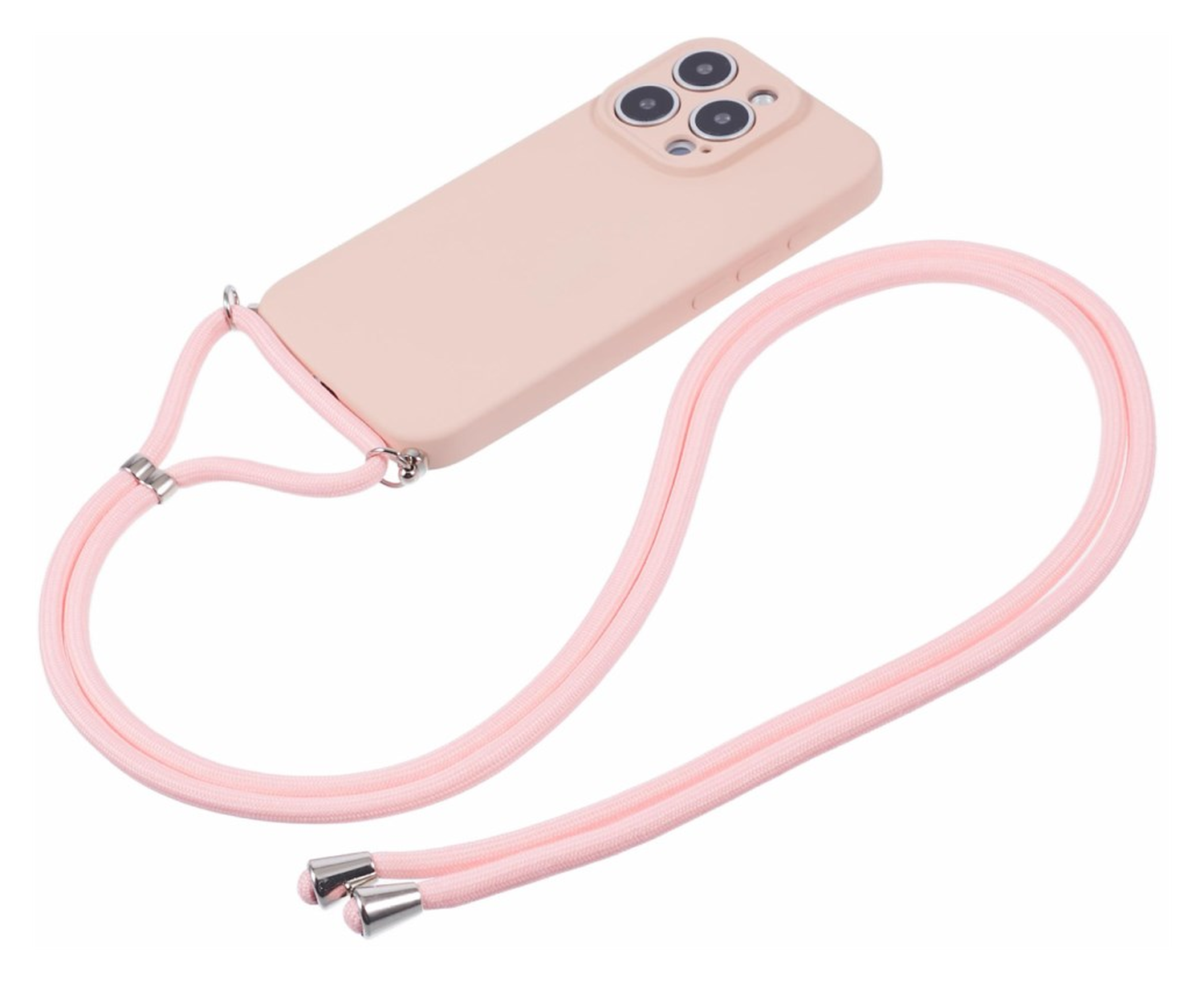 Apple iPhone 16 Pro Hoesje met Koord en Camera Bescherming Back Cover Roze afbeelding 6