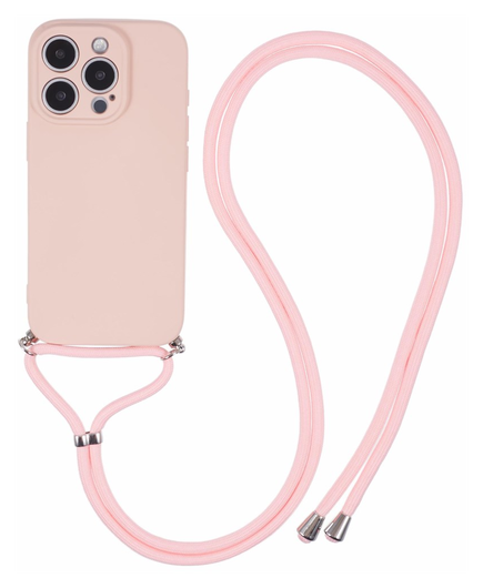 Apple iPhone 16 Pro Hoesje met Koord en Camera Bescherming Back Cover Roze afbeelding 1