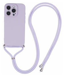 Apple iPhone 16 Pro Hoesje met Koord en Camera Bescherming Back Cover Paars