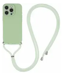 Apple iPhone 16 Pro Hoesje met Koord en Camera Bescherming Back Cover Matcha afbeelding