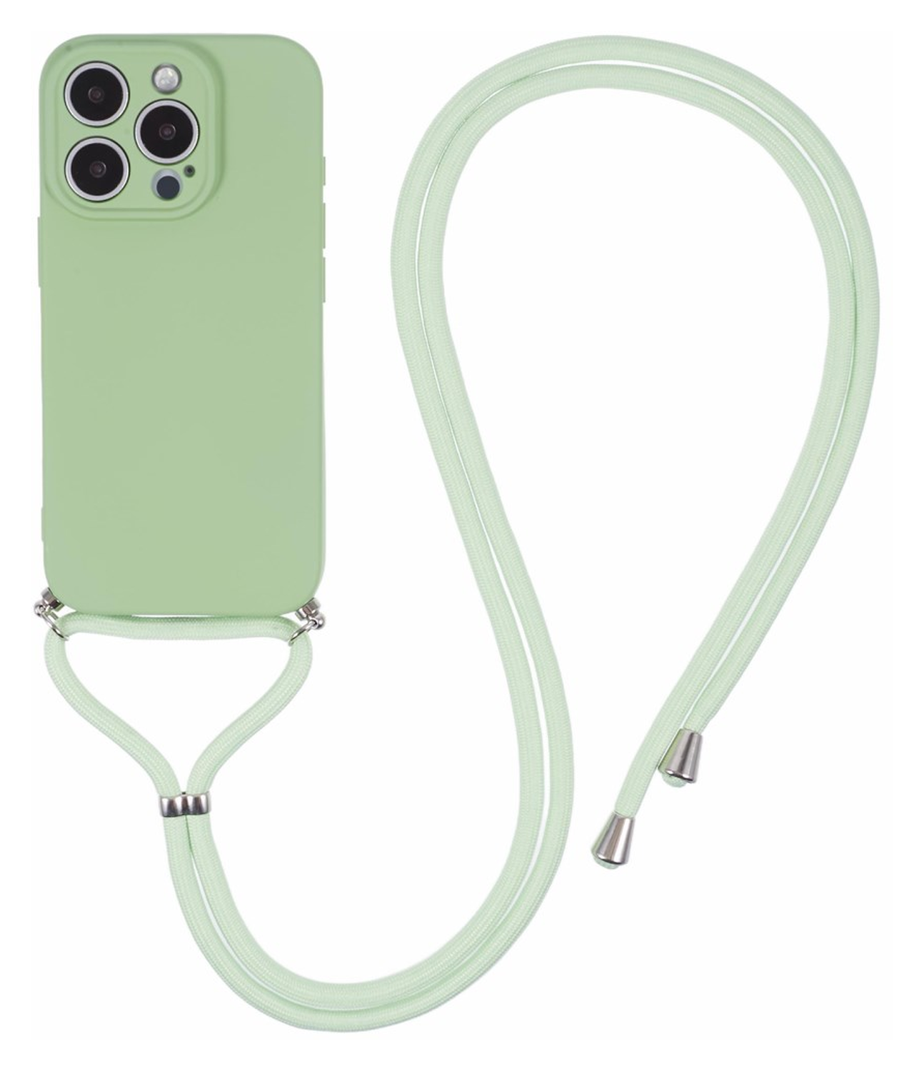 Apple iPhone 16 Pro Hoesje met Koord en Camera Bescherming Back Cover Matcha afbeelding 1