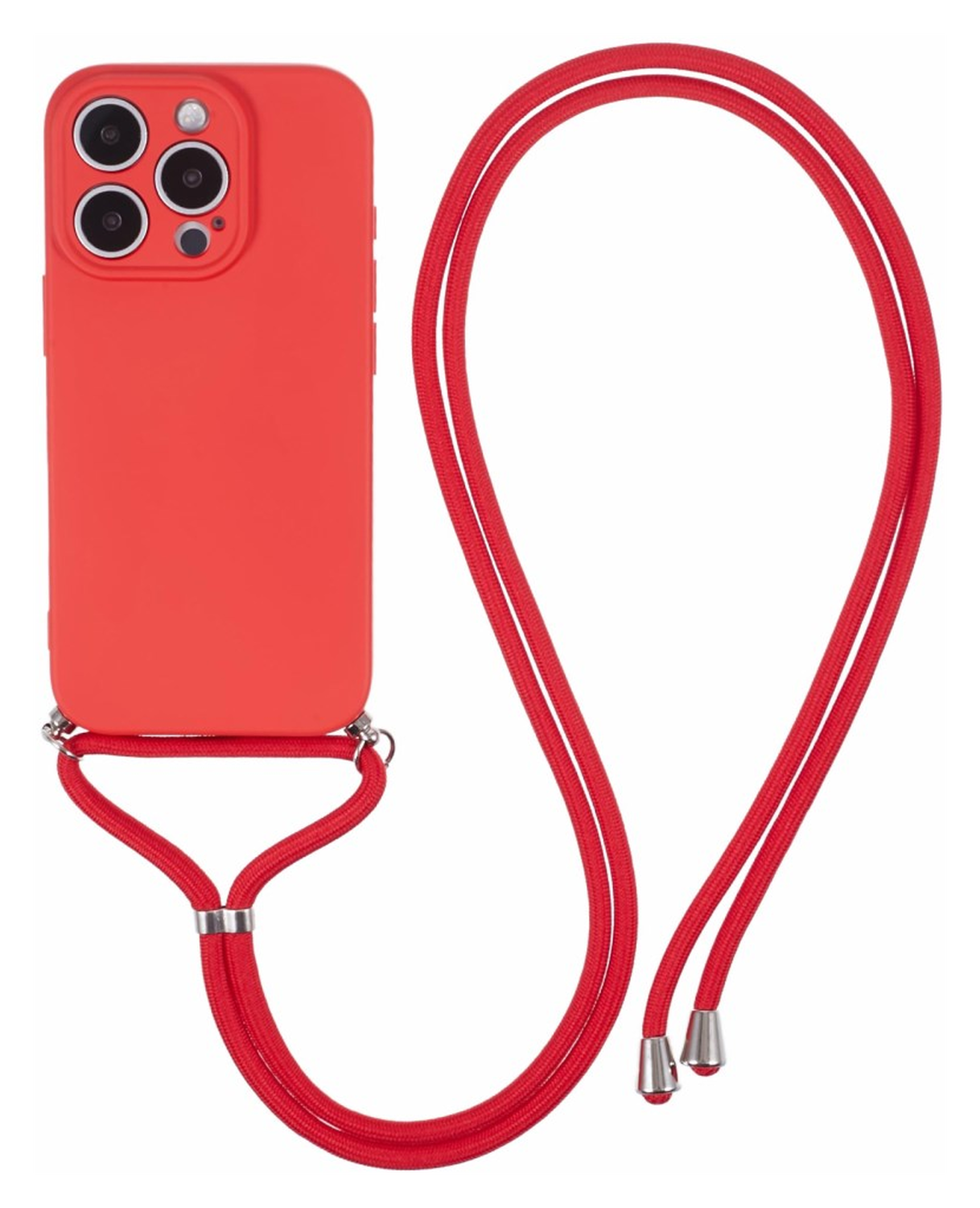 Apple iPhone 16 Pro Hoesje met Koord en Camera Bescherming Back Cover Rood afbeelding 1