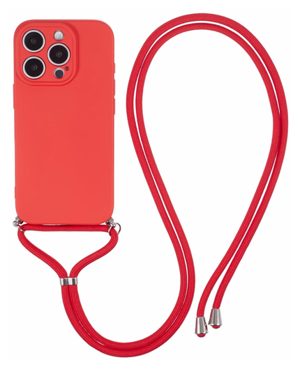 Apple iPhone 16 Pro Hoesje met Koord en Camera Bescherming Back Cover Rood afbeelding 1
