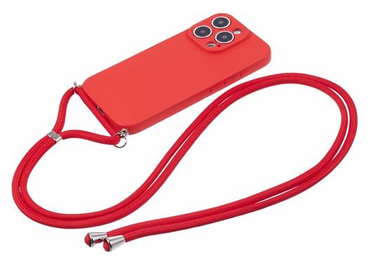 Apple iPhone 16 Pro Hoesje met Koord en Camera Bescherming Back Cover Rood afbeelding 6