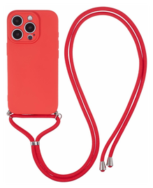 Apple iPhone 16 Pro Hoesje met Koord en Camera Bescherming Back Cover Rood afbeelding