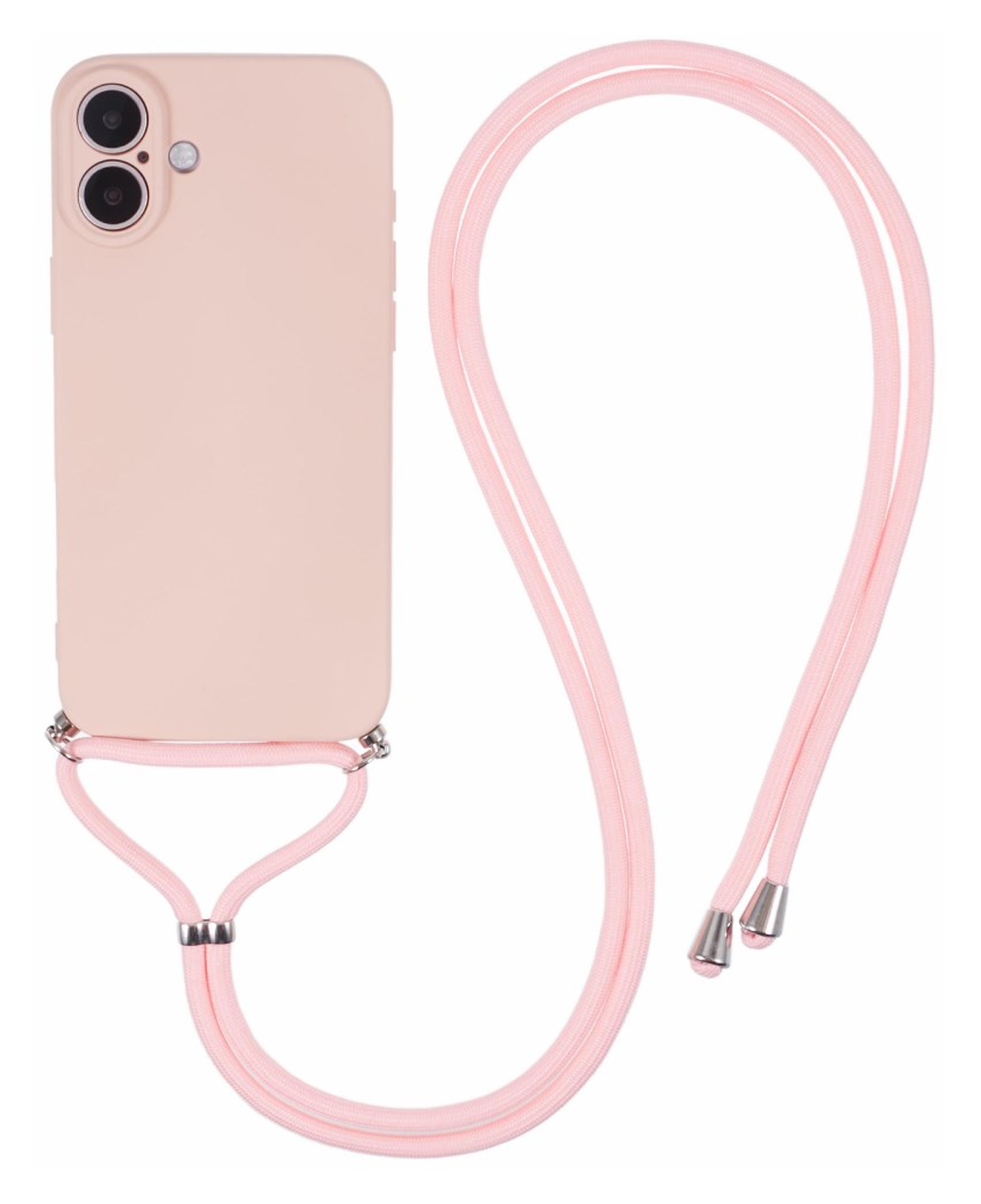 Apple iPhone 16 Hoesje met Koord en Camera Bescherming Back Cover Roze afbeelding 1