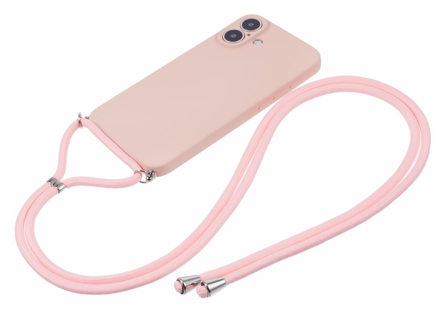 Apple iPhone 16 Hoesje met Koord en Camera Bescherming Back Cover Roze afbeelding 6