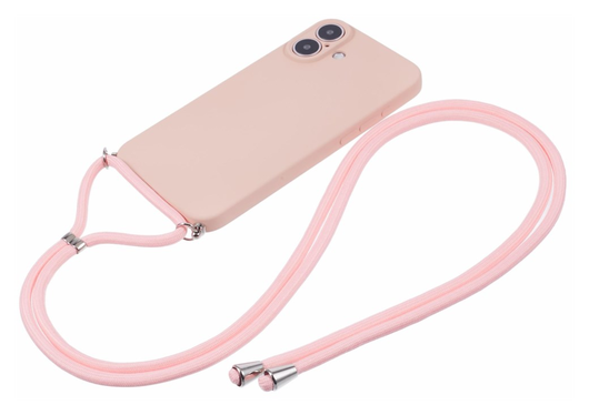 Apple iPhone 16 Hoesje met Koord en Camera Bescherming Back Cover Roze afbeelding 6