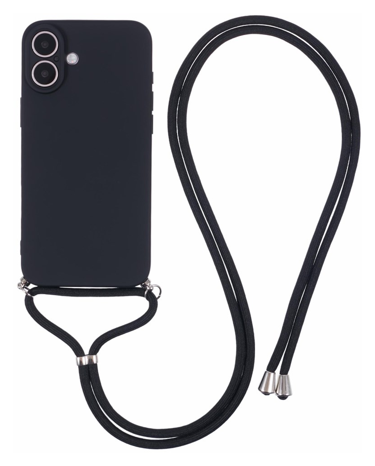 Apple iPhone 16 Hoesje met Koord en Camera Bescherming Back Cover Zwart afbeelding 1