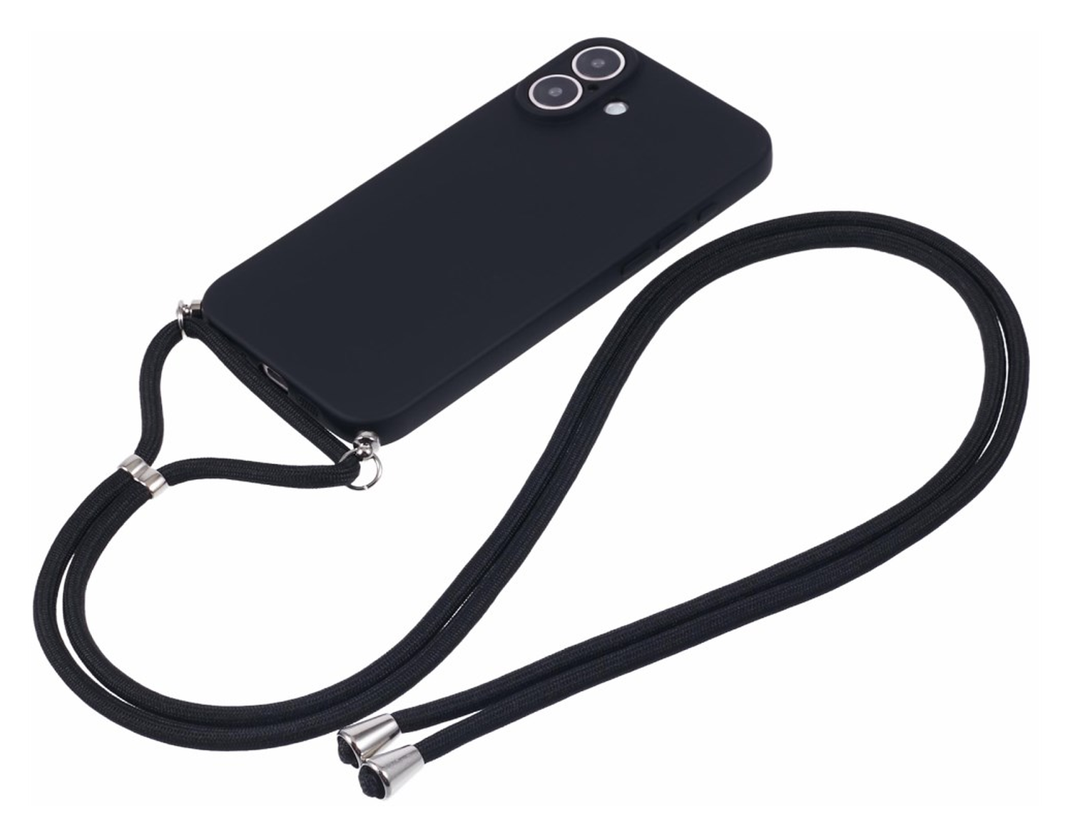 Apple iPhone 16 Hoesje met Koord en Camera Bescherming Back Cover Zwart afbeelding 6