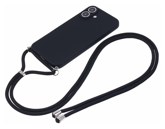 Apple iPhone 16 Hoesje met Koord en Camera Bescherming Back Cover Zwart afbeelding 6