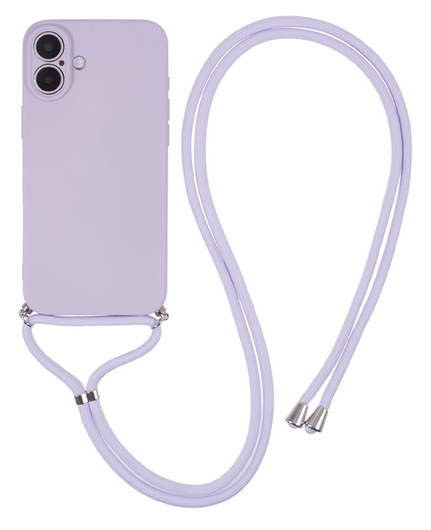 Apple iPhone 16 Hoesje met Koord en Camera Bescherming Back Cover Paars afbeelding 1