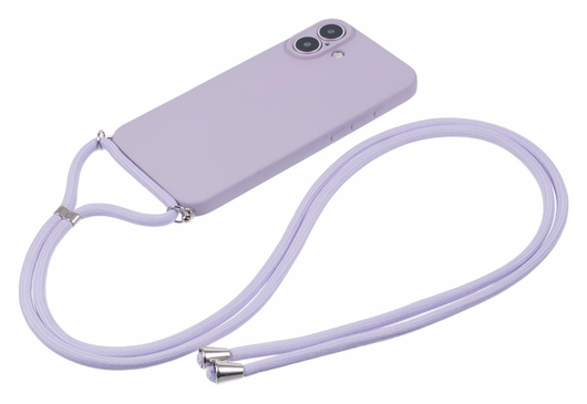 Apple iPhone 16 Hoesje met Koord en Camera Bescherming Back Cover Paars afbeelding 6