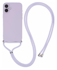 Apple iPhone 16 Hoesje met Koord en Camera Bescherming Back Cover Paars