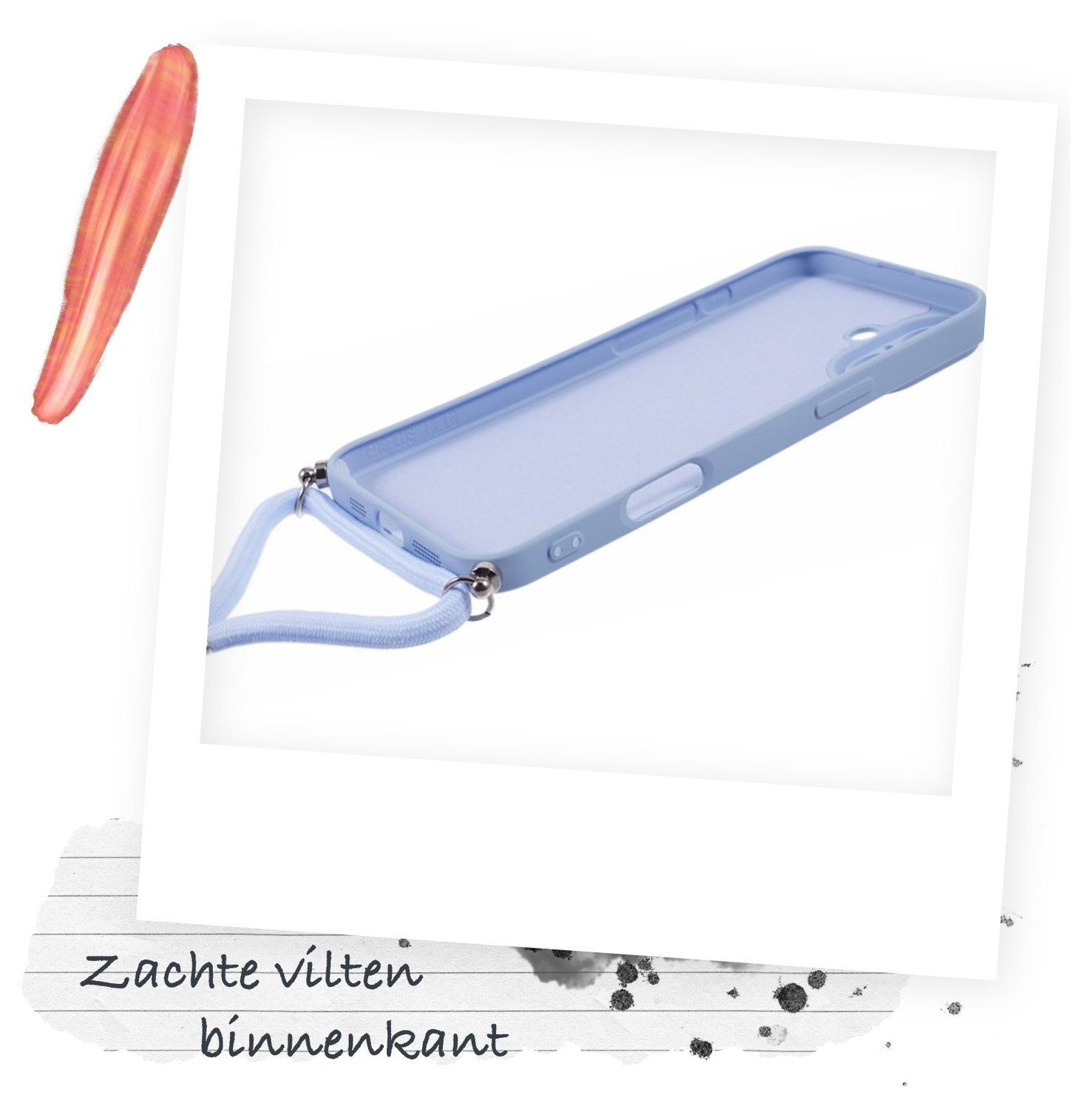 Apple iPhone 16 Hoesje met Koord en Camera Bescherming Back Cover Lichtpaars afbeelding 5