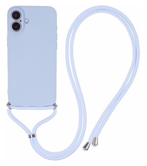 Apple iPhone 16 Hoesje met Koord en Camera Bescherming Back Cover Lichtpaars afbeelding 1