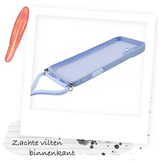 Apple iPhone 16 Hoesje met Koord en Camera Bescherming Back Cover Lichtpaars afbeelding 5