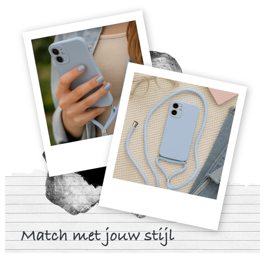 Apple iPhone 16 Hoesje met Koord en Camera Bescherming Back Cover Lichtpaars afbeelding 3