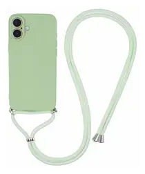 Apple iPhone 16 Hoesje met Koord en Camera Bescherming Back Cover Matcha Groen afbeelding