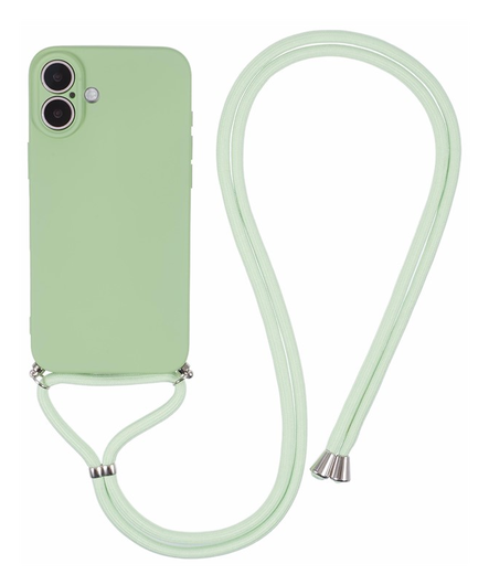 Apple iPhone 16 Hoesje met Koord en Camera Bescherming Back Cover Matcha Groen afbeelding 1