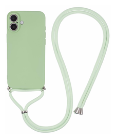 Apple iPhone 16 Hoesje met Koord en Camera Bescherming Back Cover Matcha Groen afbeelding