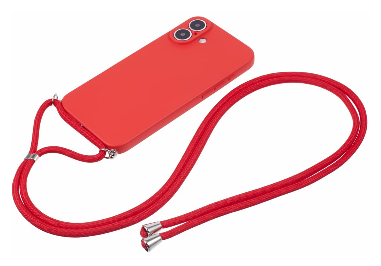 Apple iPhone 16 Hoesje met Koord en Camera Bescherming Back Cover Rood afbeelding 6