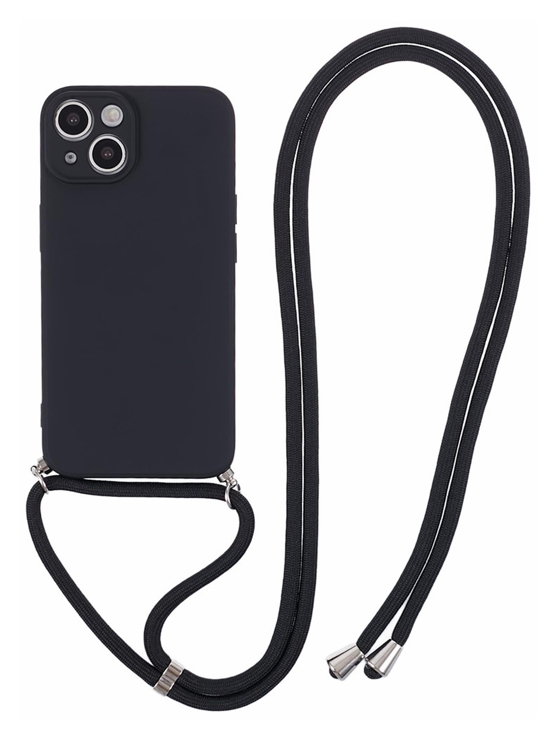 Apple iPhone 15 Hoesje met Koord en Camera Bescherming Back Cover Zwart afbeelding 1