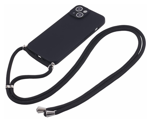 Apple iPhone 15 Hoesje met Koord en Camera Bescherming Back Cover Zwart afbeelding 6