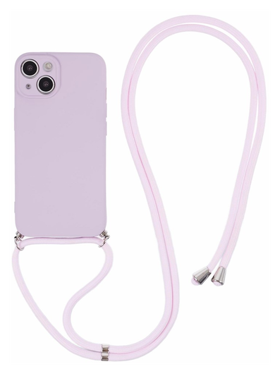 Apple iPhone 15 Hoesje met Koord en Camera Bescherming Back Cover Paars afbeelding 1