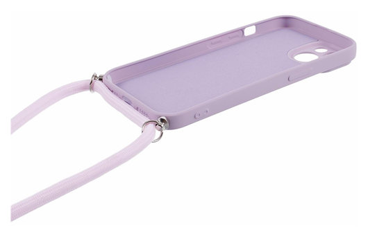 Apple iPhone 15 Hoesje met Koord en Camera Bescherming Back Cover Paars afbeelding 6