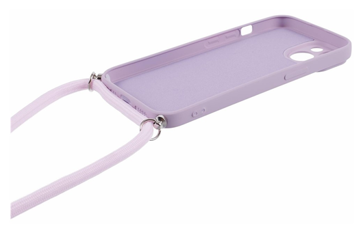 Apple iPhone 15 Hoesje met Koord en Camera Bescherming Back Cover Paars afbeelding 4