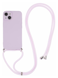 Apple iPhone 15 Hoesje met Koord en Camera Bescherming Back Cover Paars