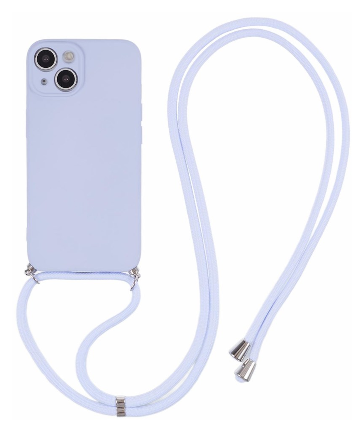Apple iPhone 15 Hoesje met Koord en Camera Bescherming Back Cover Lichtpaars afbeelding 1