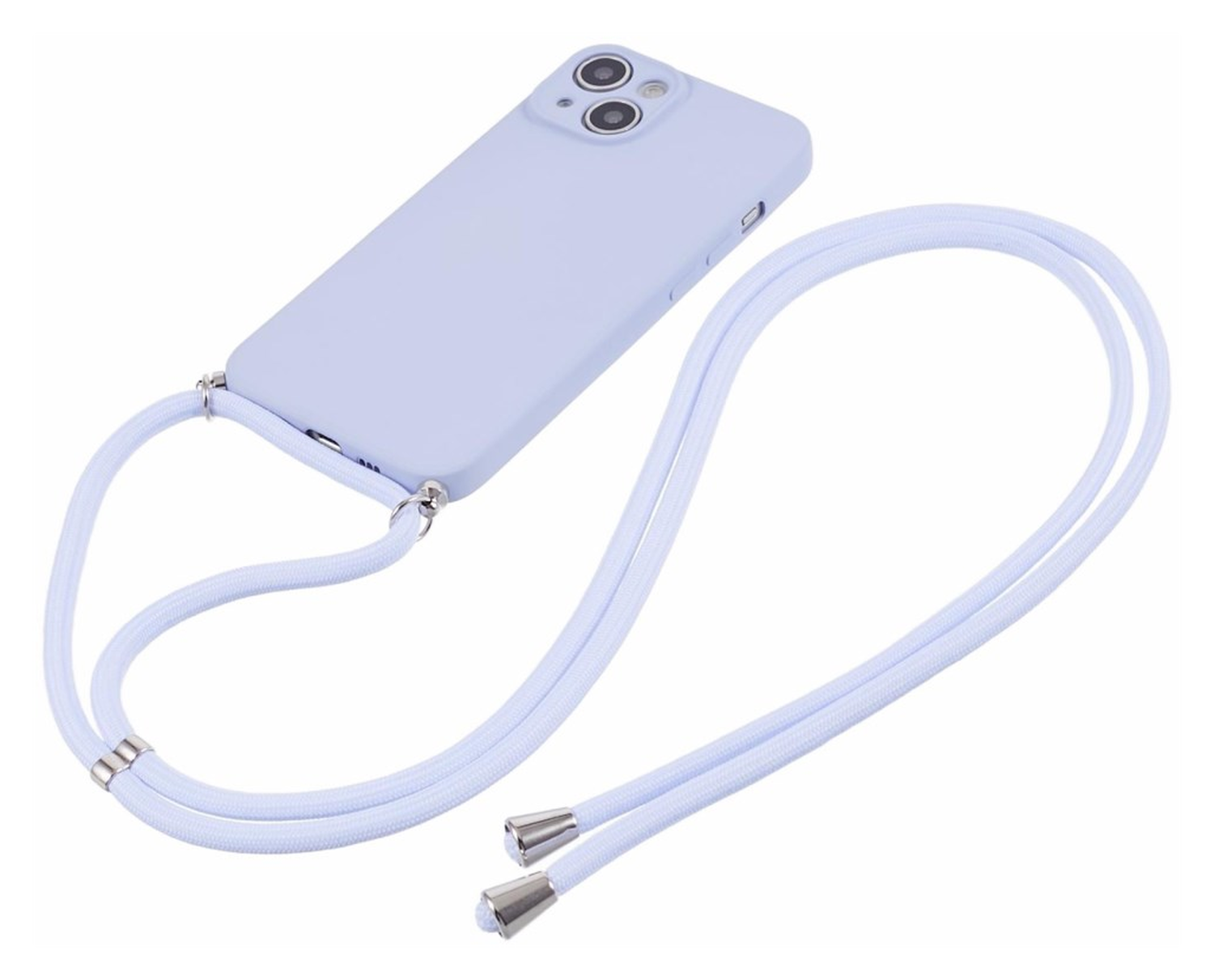 Apple iPhone 15 Hoesje met Koord en Camera Bescherming Back Cover Lichtpaars afbeelding 6