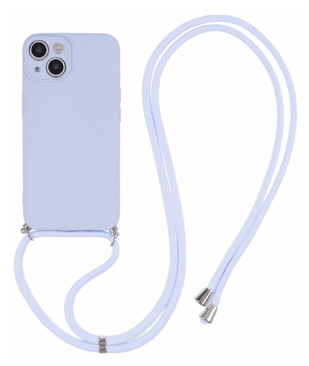 Apple iPhone 15 Hoesje met Koord en Camera Bescherming Back Cover Lichtpaars afbeelding 1