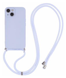 Apple iPhone 15 Hoesje met Koord en Camera Bescherming Back Cover Lichtpaars