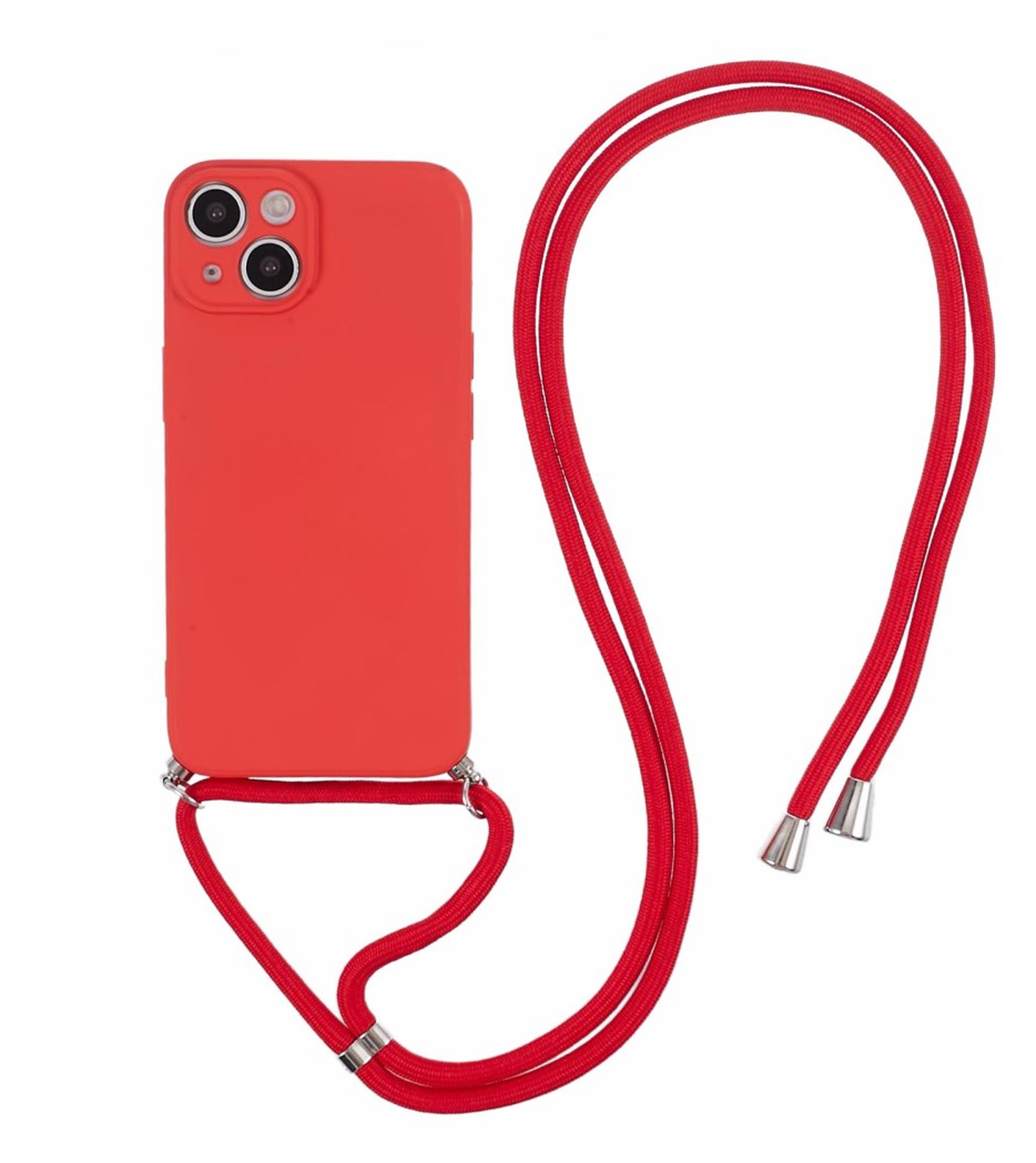 Apple iPhone 15 Hoesje met Koord en Camera Bescherming Back Cover Rood afbeelding 1