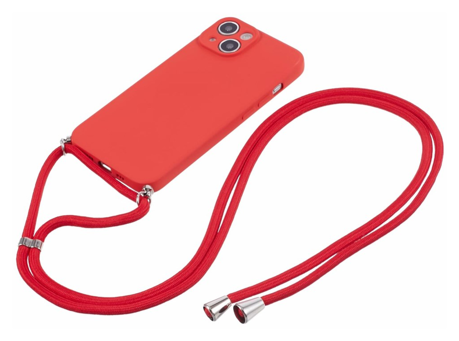 Apple iPhone 15 Hoesje met Koord en Camera Bescherming Back Cover Rood afbeelding 2