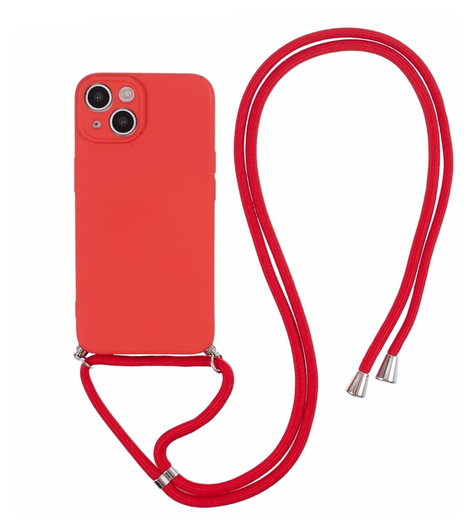 Apple iPhone 15 Hoesje met Koord en Camera Bescherming Back Cover Rood afbeelding 1