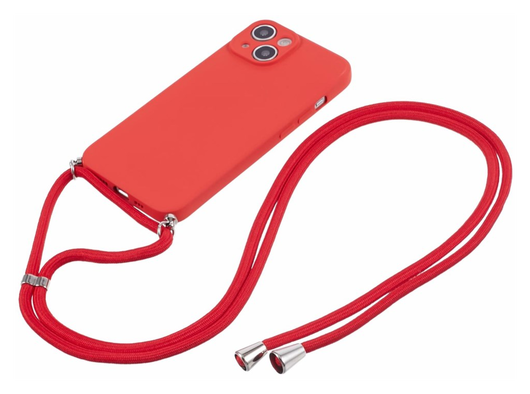 Apple iPhone 15 Hoesje met Koord en Camera Bescherming Back Cover Rood afbeelding 2