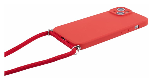 Apple iPhone 15 Hoesje met Koord en Camera Bescherming Back Cover Rood afbeelding 3