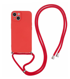 Apple iPhone 15 Hoesje met Koord en Camera Bescherming Back Cover Rood