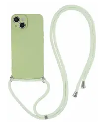 Apple iPhone 15 Hoesje met Koord en Camera Bescherming Back Cover Matcha Groen afbeelding