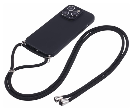 Apple iPhone 15 Pro Hoesje met Koord en Camera Bescherming Back Cover Zwart afbeelding 6