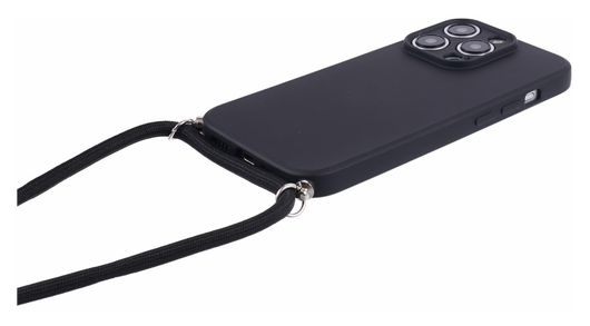 Apple iPhone 15 Pro Hoesje met Koord en Camera Bescherming Back Cover Zwart afbeelding 7