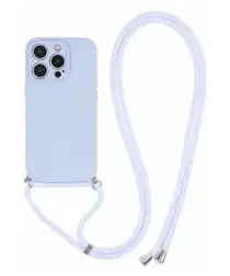 Apple iPhone 15 Pro Hoesje met Koord en Camera Bescherming Back Cover Lichtpaars afbeelding