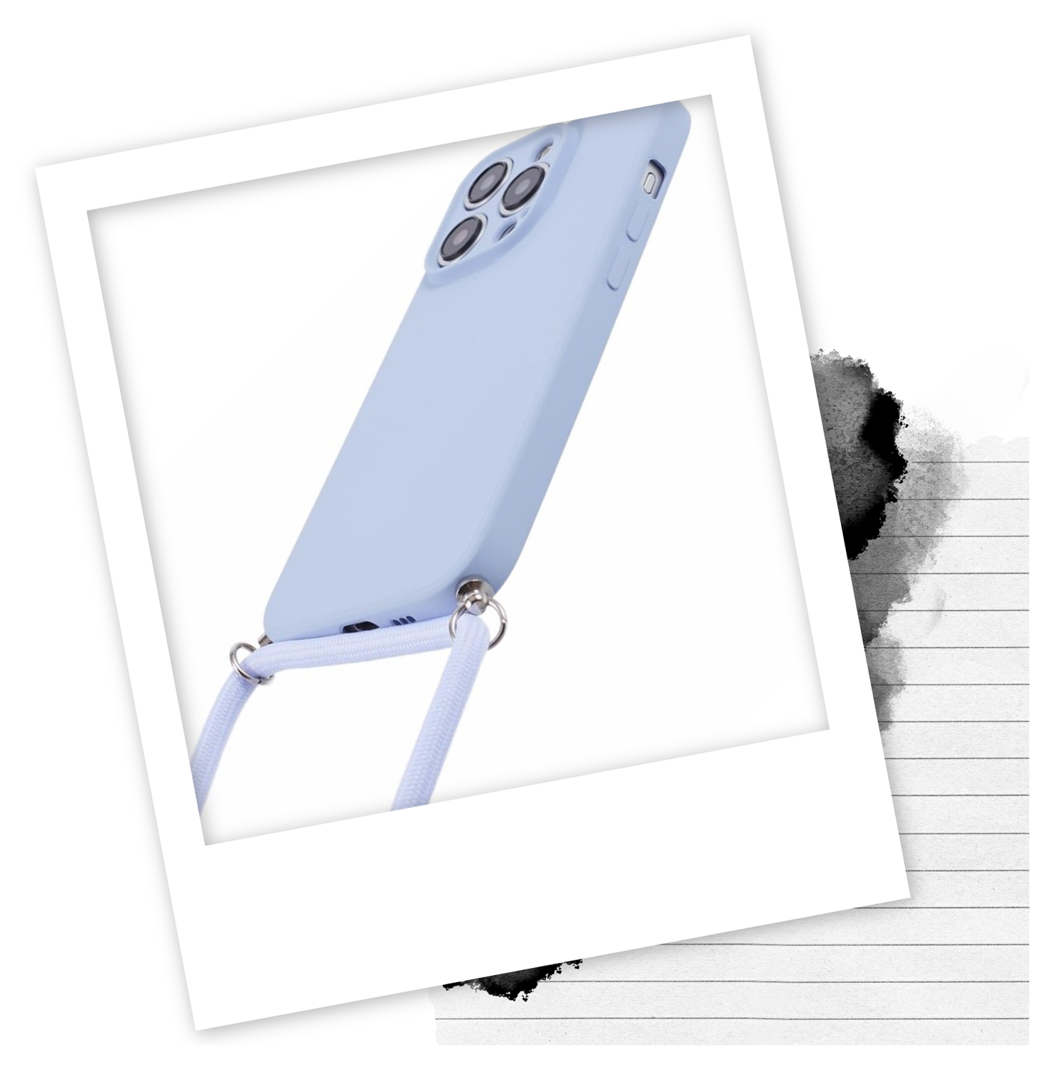 Apple iPhone 15 Pro Hoesje met Koord en Camera Bescherming Back Cover Lichtpaars afbeelding 2