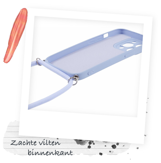Apple iPhone 15 Pro Hoesje met Koord en Camera Bescherming Back Cover Lichtpaars afbeelding 5